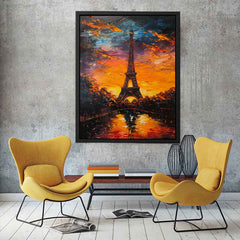 Eiffel Tower Sunset Canvas Art Print