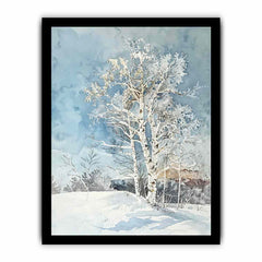 White  Tree Snow Art Painting