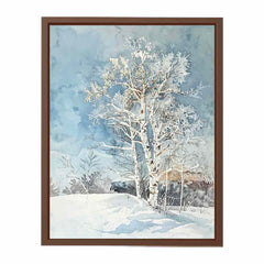 White  Tree Snow Art Painting
