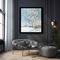 White  Tree Snow Art Painting