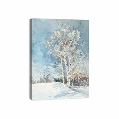 White  Tree Snow Art Painting
