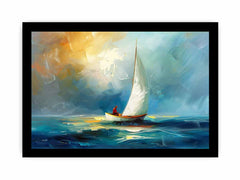 Boat at sea wall Art