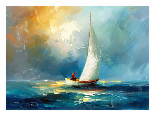 Boat at sea wall Art