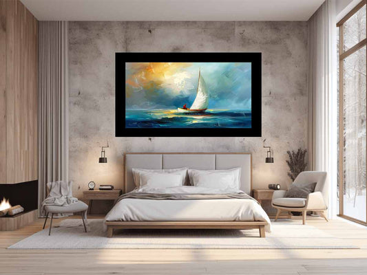 Boat at sea wall Art