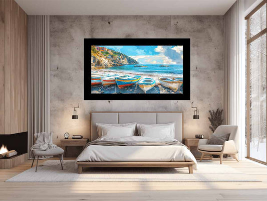 Blue boat wall Art painting