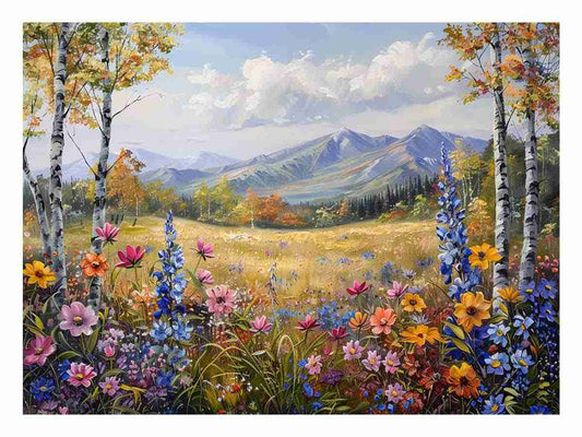 Flowers Landscape Canvas Art Print