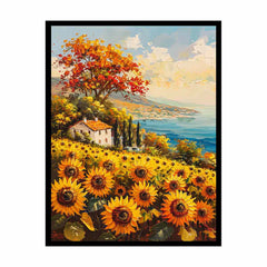 Sunflower Field House Canvas Art Print