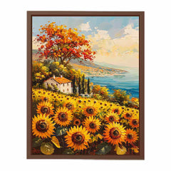 Sunflower Field House Canvas Art Print