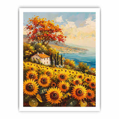 Sunflower Field House Canvas Art Print