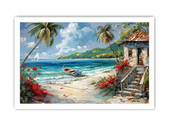 Caribbean Beach House Canvas Art Print