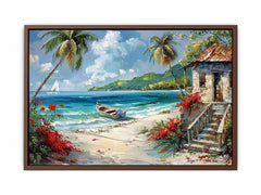 Caribbean Beach House Canvas Art Print