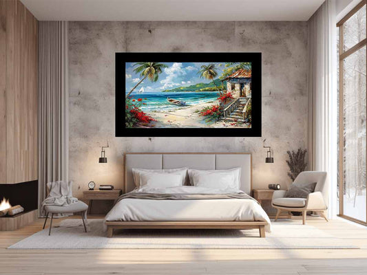 Caribbean Beach House Canvas Art Print