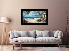 Caribbean Beach House Canvas Art Print