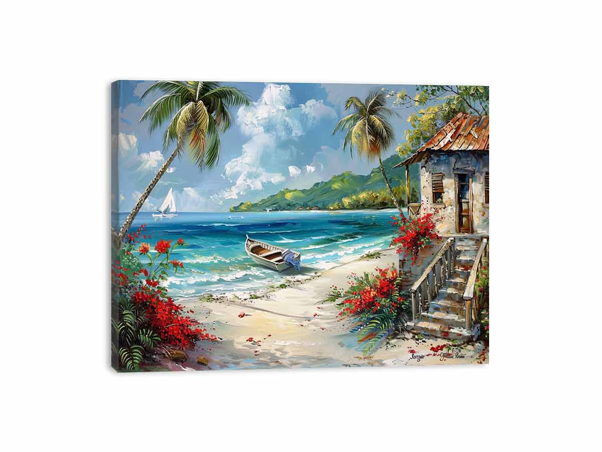 Caribbean Beach House Canvas Art Print