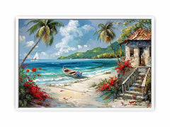 Caribbean Beach House Canvas Art Print