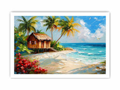 Wooden House on Beach Canvas Art Print