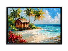 Wooden House on Beach Canvas Art Print