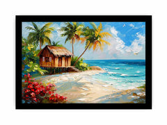 Wooden House on Beach Canvas Art Print