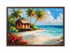 Wooden House on Beach Canvas Art Print