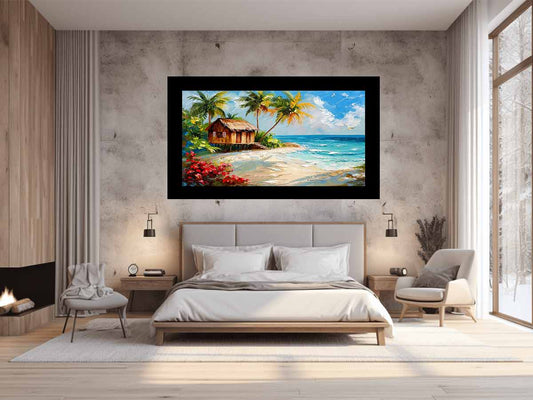 Wooden House on Beach Canvas Art Print
