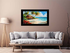 Wooden House on Beach Canvas Art Print