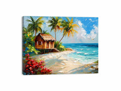 Wooden House on Beach Canvas Art Print