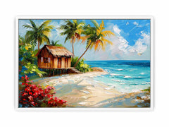 Wooden House on Beach Canvas Art Print