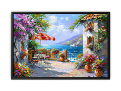 Italian Beachside Cafe Canvas Art Print