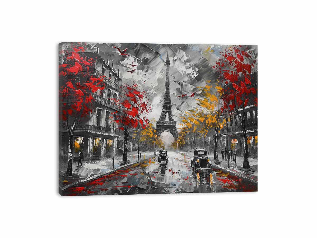 Eiffel Tower Paris Street Canvas Art Print