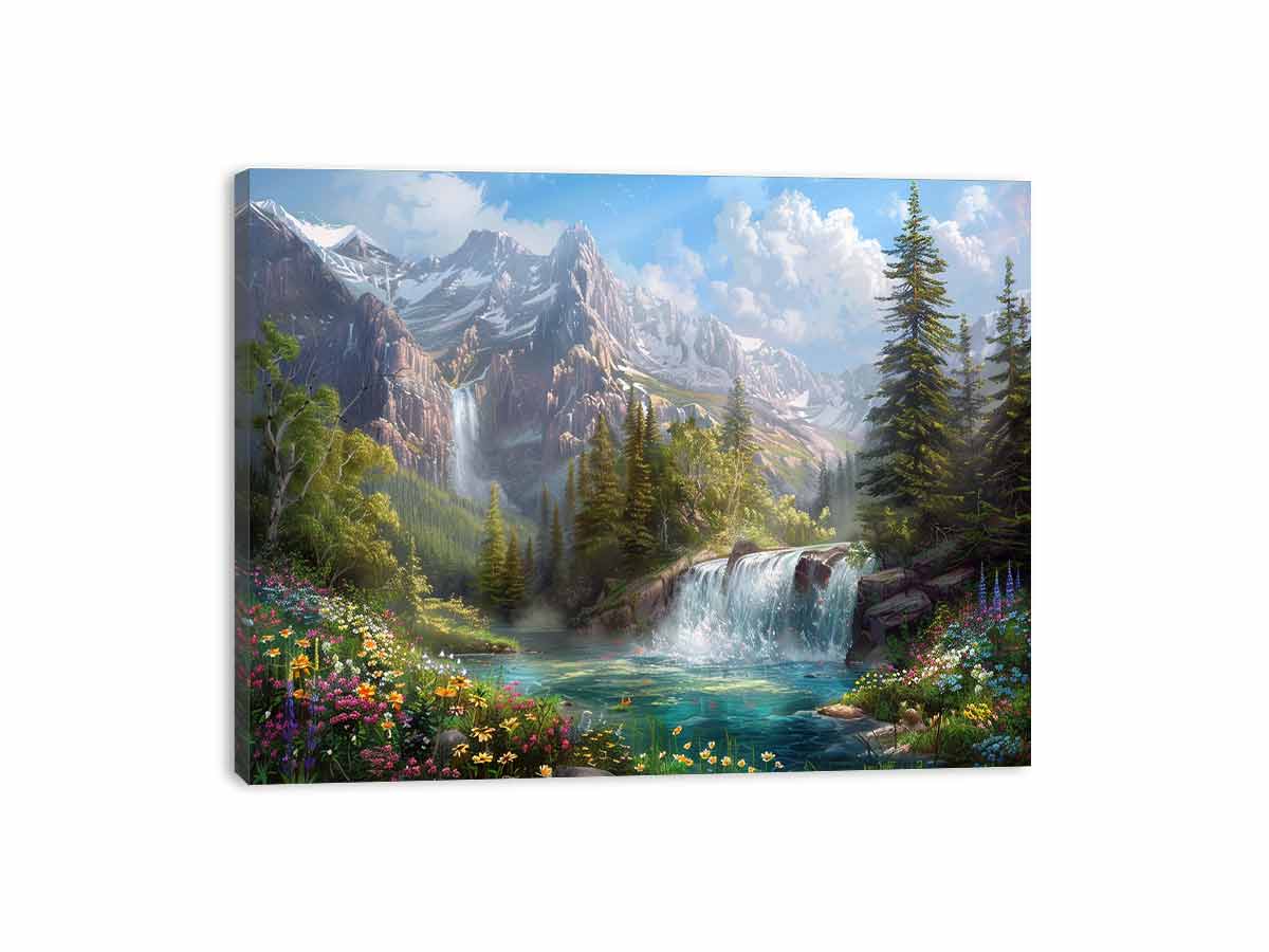 Mountain Waterfall Canvas Art Print
