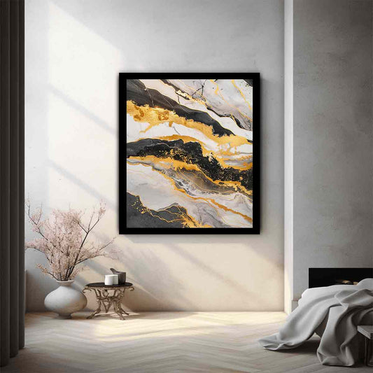 Black Gold marble Art  Canvas Art Print