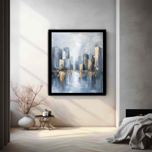 Cityscape Tall Buildings Canvas Art Print
