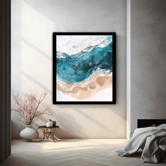 Teal Ocean  waves Canvas Art Print