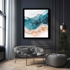 Teal Ocean  waves Canvas Art Print