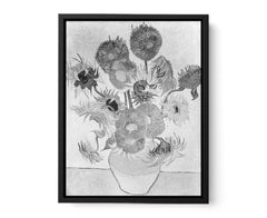 Sunflower Black & White by Van Gogh Canvas Print