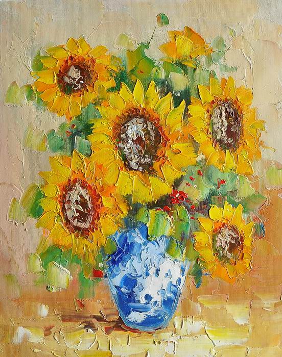 Sunflower Yellow Knife Art Painting 