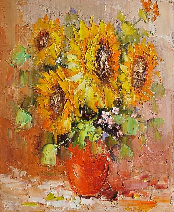 Sunflower Knife Yellow Art Painting 