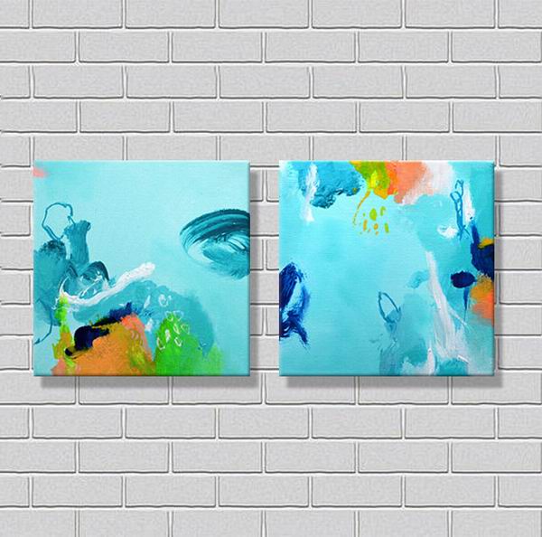 2 Pc Dripping Color  Art Painting 
