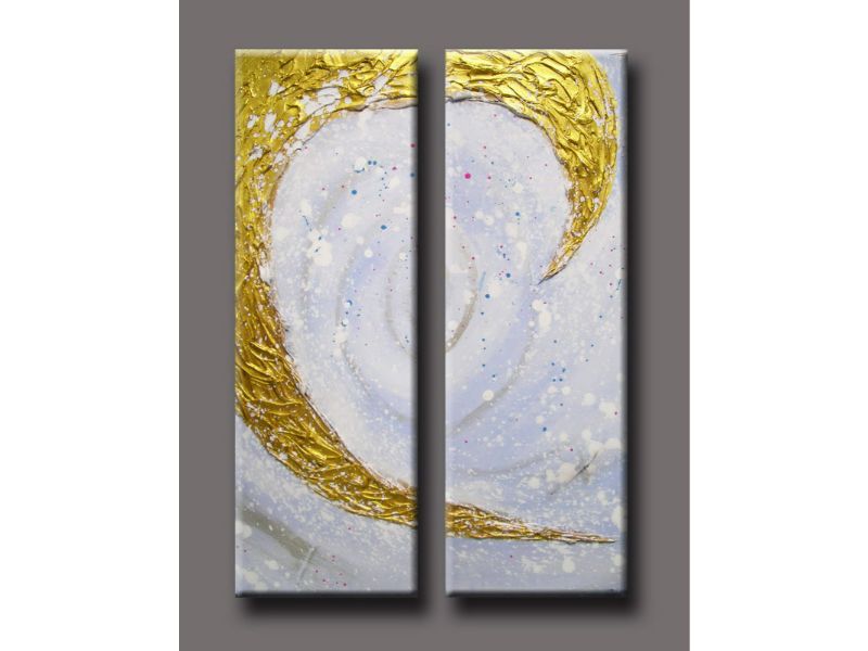 2 Panel Golden Moon Art Painting 