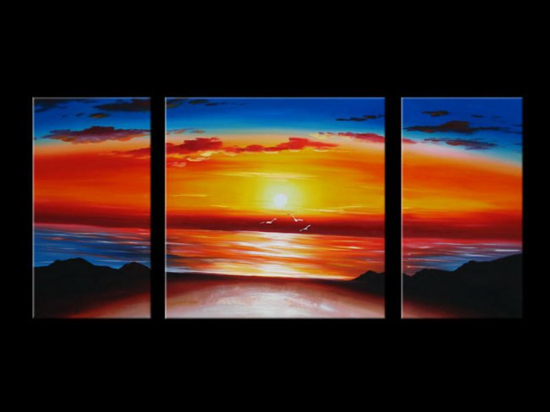3 Panel  Sunset Wall Art Painting 