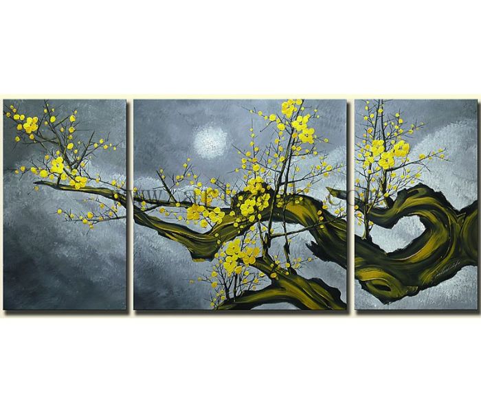 3 Panel Group Art  Flower  & Tree Painting 