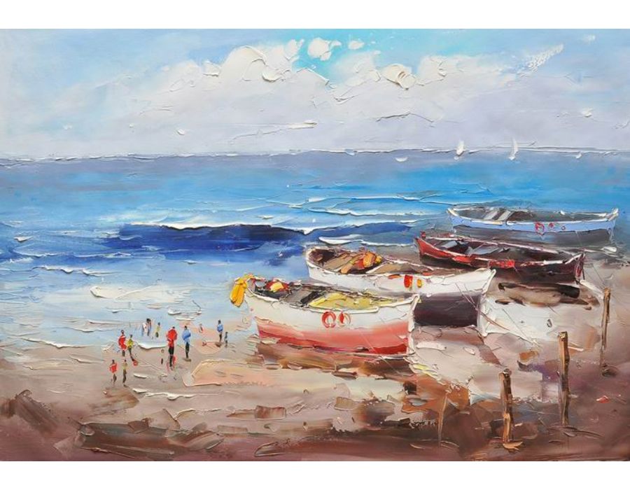 Beach Knife Art Boat Painting 