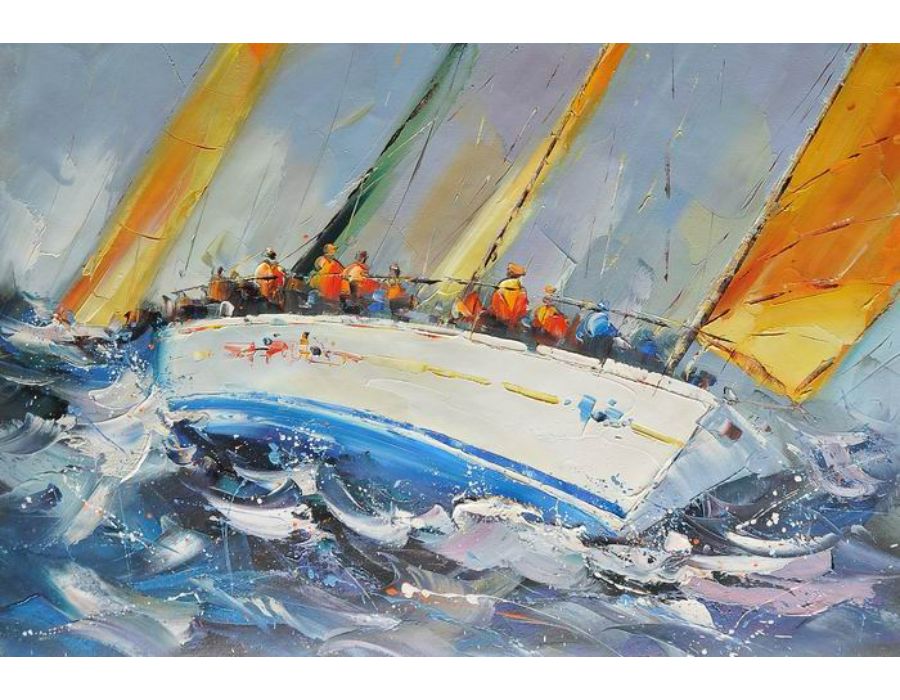 People Boat Knife Art  Painting 
