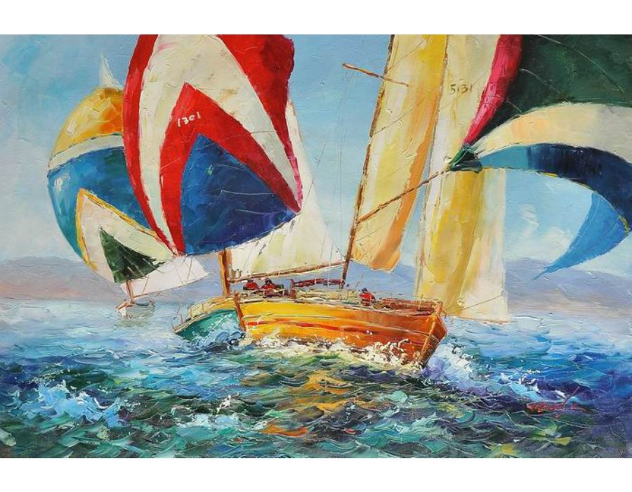 Colorfull Boat Knife Art  Painting 