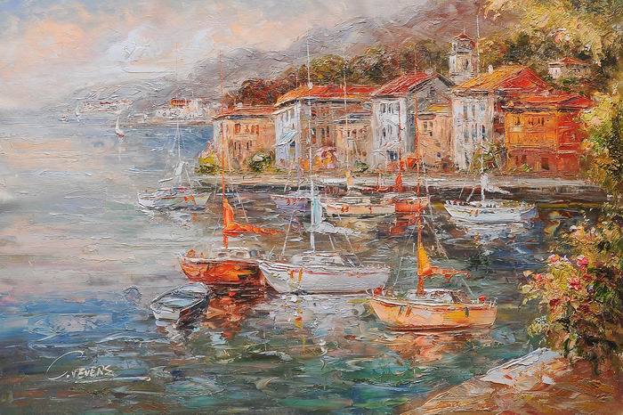 Boats and Ships Mediterranean Knife Art Painting 